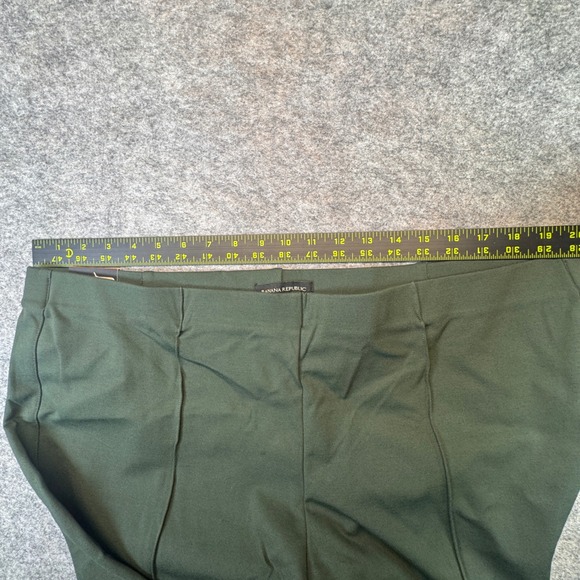 Banana Republic Womens XXL Ponte Pants Forest Green Pintuck Pull On Trousers NEW - Picture 2 of 8